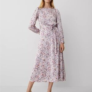 NWT Floral puff shoulder belted flare dress 12